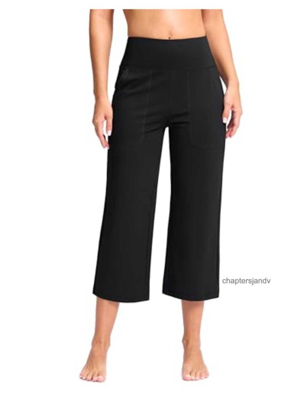 High Waist Wide Leg Capri Yoga Pants with Pockets Buttery Soft